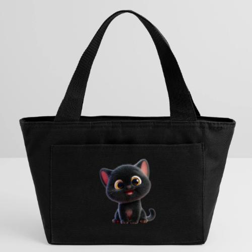 Adorable 3D Black Kitten with Big Eyes - Recycled Insulated Lunch Bag