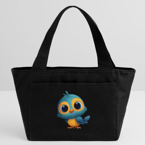 Joyful Cartoon Bird Standing in Yellow and Blue - Recycled Insulated Lunch Bag