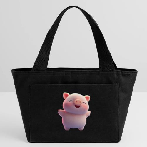 Cute Cartoon Baby Pig Standing Arms Up - Recycled Insulated Lunch Bag