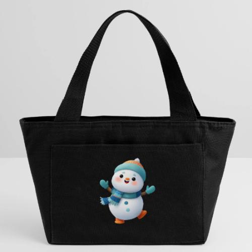 Joyful Cartoon Snowman Arms Up - Recycled Insulated Lunch Bag