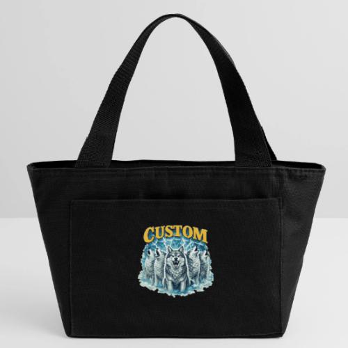 Custom Wolf Pack Howling Moon Vintage Wilderness - Recycled Insulated Lunch Bag