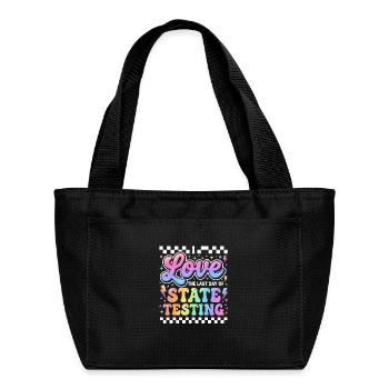 Last Day of State Testing Celebration - Recycled Insulated Lunch Bag - black - Front