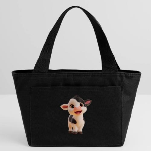 Joyful Cartoon Baby Cow Standing - Recycled Insulated Lunch Bag