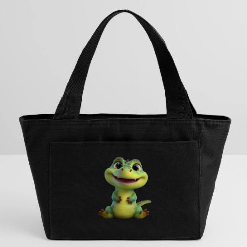 Playful Cartoon Baby Alligator - Recycled Insulated Lunch Bag