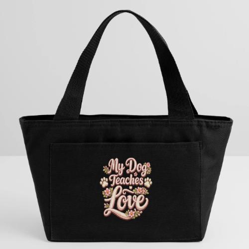 My Dog Teaches Love Faux Embroidery Style - Recycled Insulated Lunch Bag