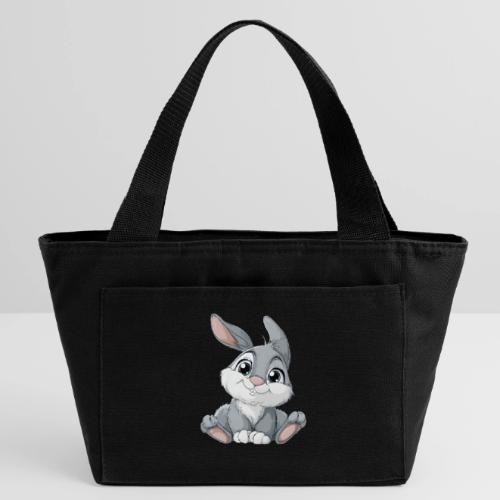 Joyful Grey and White Baby Rabbit Cartoon - Recycled Insulated Lunch Bag