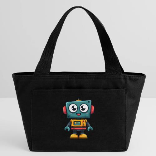 Cute Cartoon Robot Standing with a Smile - Recycled Insulated Lunch Bag