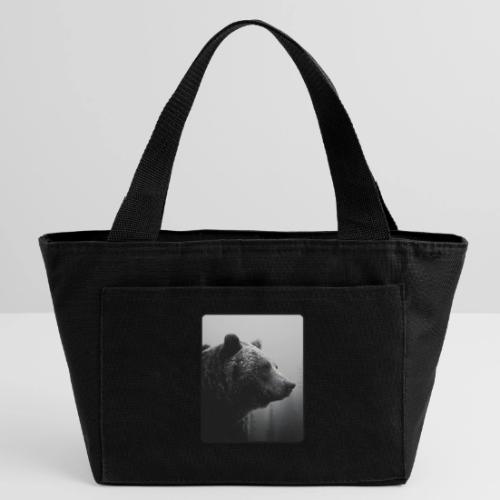 Grizzly Bear Black White Portrait Design - Recycled Insulated Lunch Bag