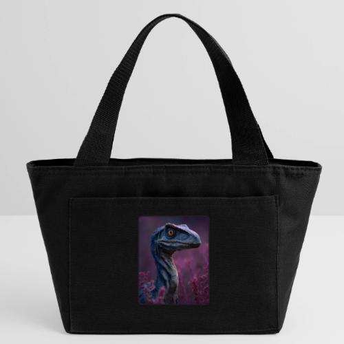 Blue Velociraptor Portrait Design - Recycled Insulated Lunch Bag