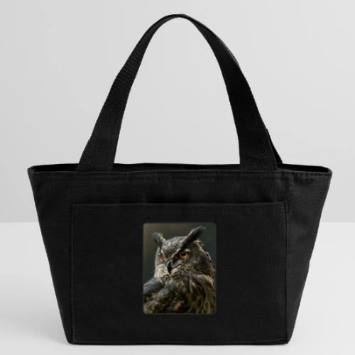 Eurasian Eagle Owl Portrait Design - Recycled Insulated Lunch Bag