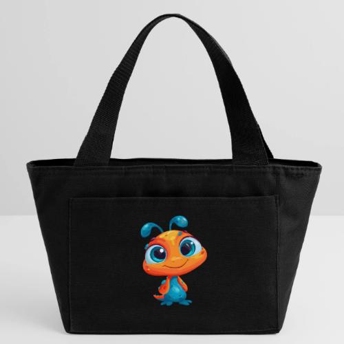 Fun Cartoon Alien in Orange and Blue - Recycled Insulated Lunch Bag