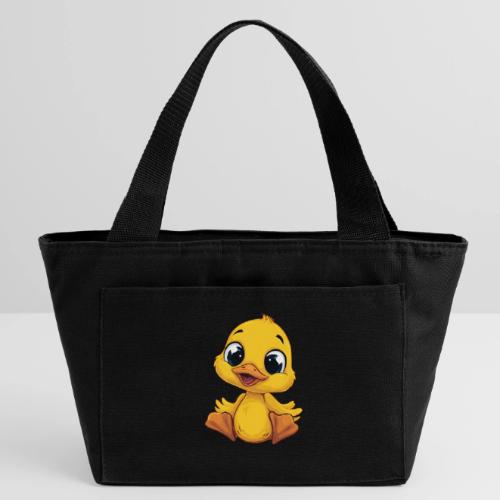 Sweet Yellow Cartoon Duck Sitting Happily - Recycled Insulated Lunch Bag