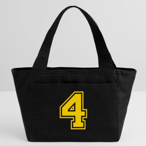Number 4 in a classic athletic collegiate font - Recycled Insulated Lunch Bag