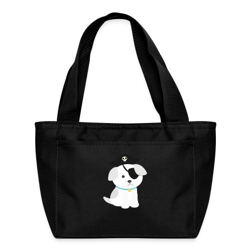 Dog with a pirate eye patch doing Vision Therapy! - Recycled Insulated Lunch Bag