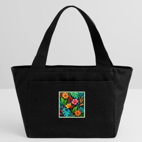 Vibrant Tropical Jungle Bloom Art - Recycled Insulated Lunch Bag