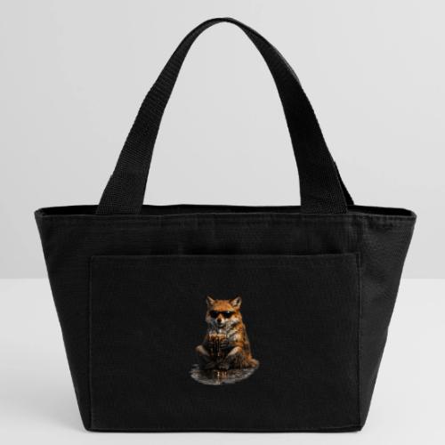 Cool Red Fox Wearing Sunglasses Drinking Coffee - Recycled Insulated Lunch Bag