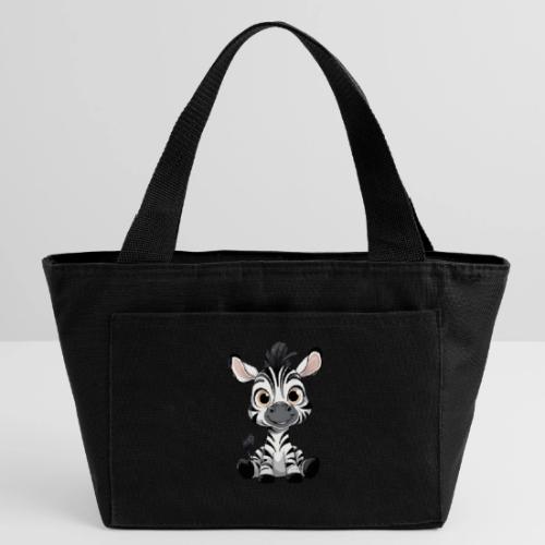 Adorable Cartoon Baby Zebra with Innocent Eyes - Recycled Insulated Lunch Bag