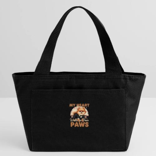 My Heart Walks on Four Paws – Pomeranian tee - Recycled Insulated Lunch Bag