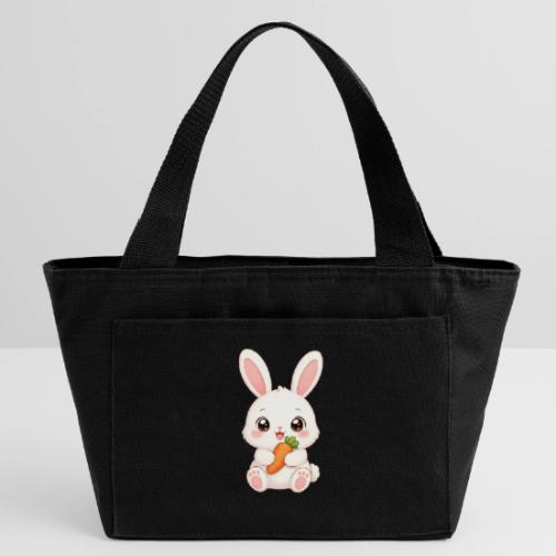 Cute Bunny Rabbit Holding Carrot – Kawaii Easter - Recycled Insulated Lunch Bag
