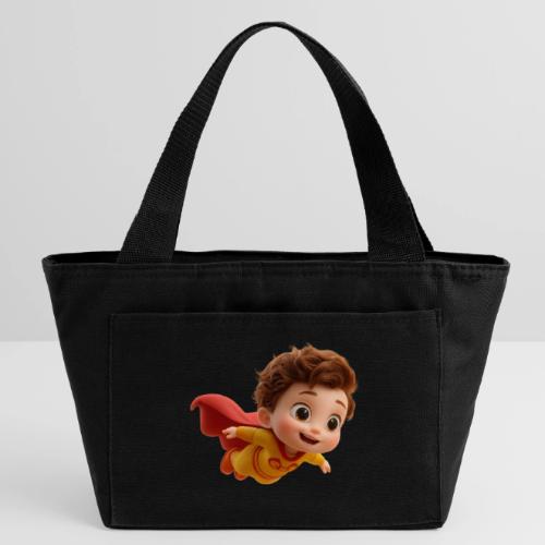 Flying Cartoon Superhero Boy in Yellow Suit - Recycled Insulated Lunch Bag