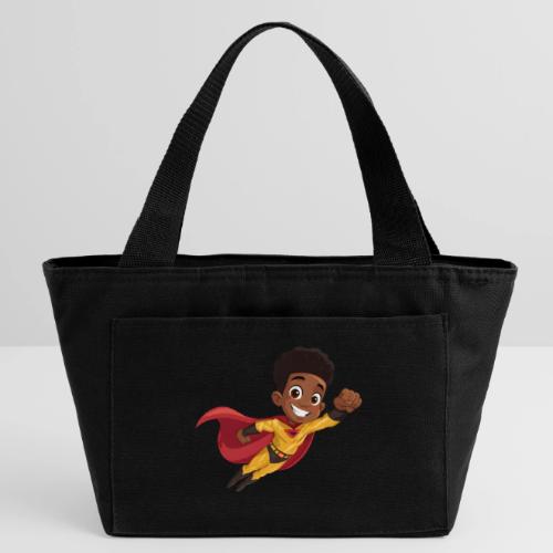 Flying Cartoon Superhero Boy in Red Cape - Recycled Insulated Lunch Bag