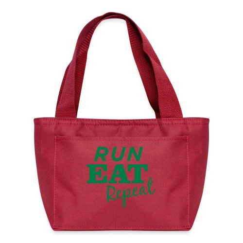 Run Eat Repeat buttons medium - Recycled Insulated Lunch Bag