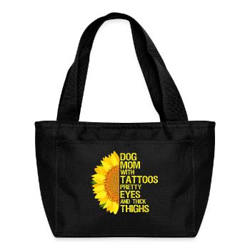 Sunflower Dog Mom Tattooed Vibes Tshirt Gift Shirt - Recycled Insulated Lunch Bag -  - Front