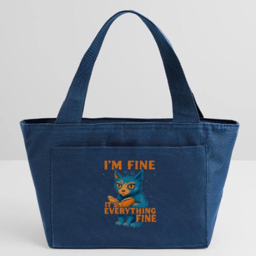 Funny Cat I’m Fine It’s Everything Fine– Retro tee - Recycled Insulated Lunch Bag