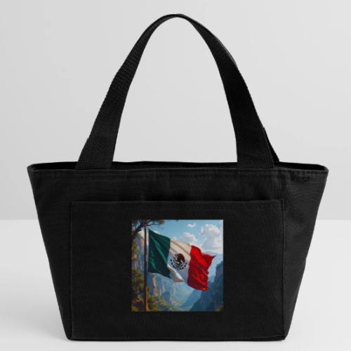 Mexican Flag in Mountain Nature Landscape - Recycled Insulated Lunch Bag