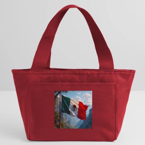 Mexican Flag in Mountain Nature Landscape - Recycled Insulated Lunch Bag