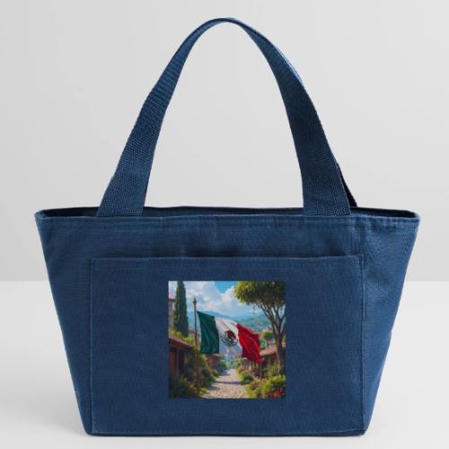 Mexican flag surrounded by nature and magic town - Recycled Insulated Lunch Bag