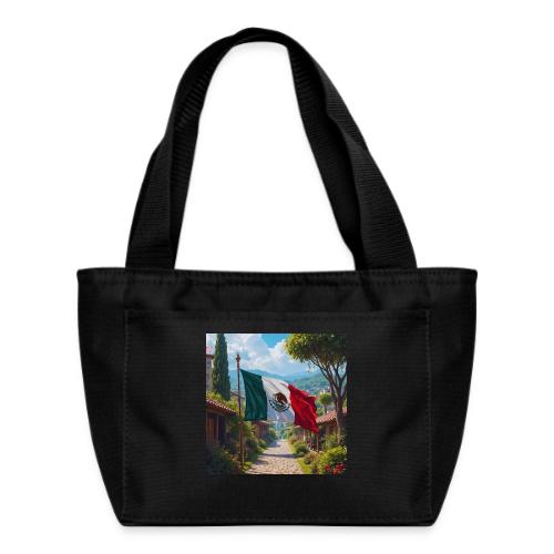 Mexican flag surrounded by nature and magic town - Recycled Insulated Lunch Bag