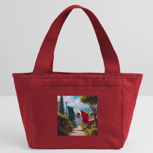 Mexican flag surrounded by nature and magic town - Recycled Insulated Lunch Bag