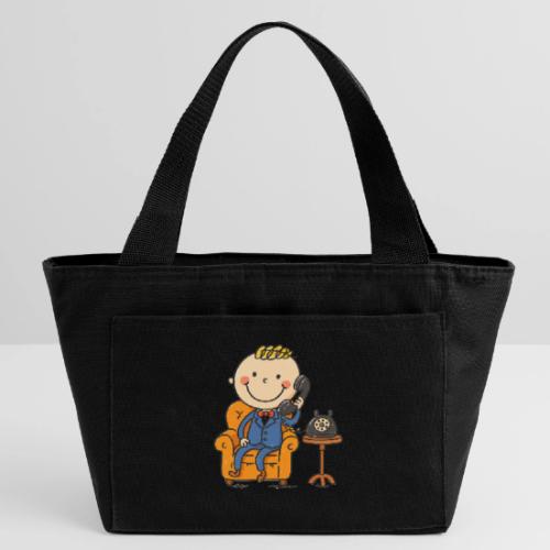 Cartoon Boy in Suit Talking on Phone - Recycled Insulated Lunch Bag
