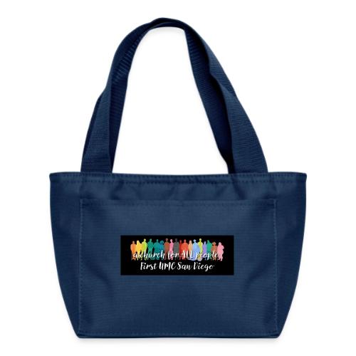 a church for all people - with colorful graphic - Recycled Insulated Lunch Bag
