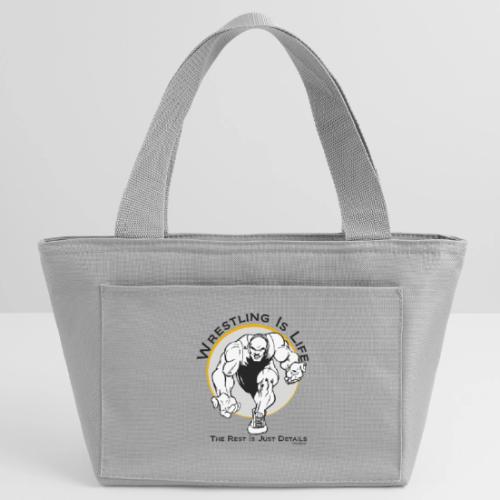 Wrestling is Life - bw - Recycled Insulated Lunch Bag