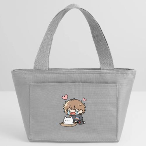 Crying Chibi Boy with Stray Cat - Recycled Insulated Lunch Bag