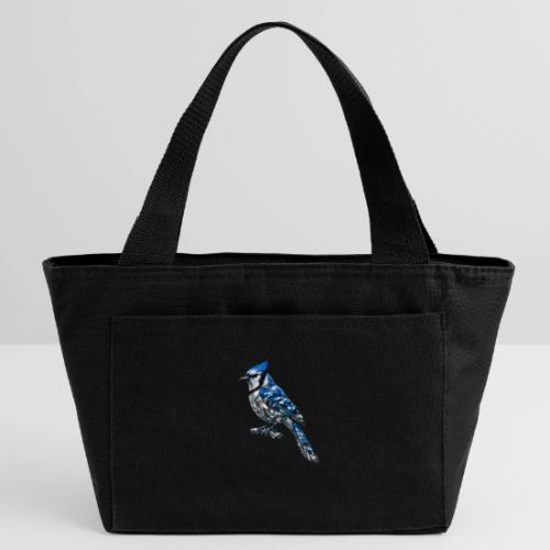 Silver Blue Jay on Perch - Recycled Insulated Lunch Bag