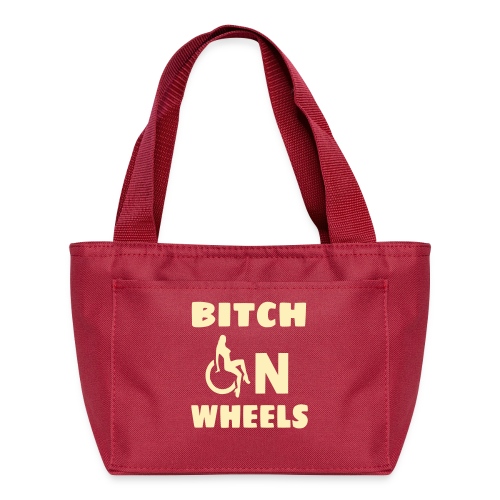 Bitch on wheels, wheelchair humor, roller fun - Recycled Lunch Bag