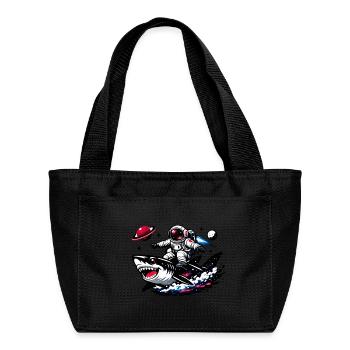 Astronaut Shark Ride in Space - Recycled Insulated Lunch Bag -  - Front