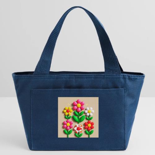 3D Flowers and Butterflies in Amber, Floral Design - Recycled Insulated Lunch Bag