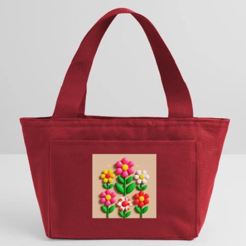 3D Flowers and Butterflies in Amber, Floral Design - Recycled Insulated Lunch Bag
