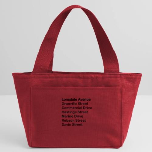 Street Names Black Text - Recycled Insulated Lunch Bag