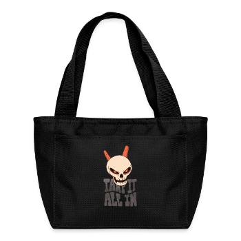 Skull Horns Take It All In - Recycled Insulated Lunch Bag -  - Front