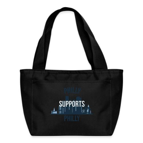 Philly Supports Philly skyline blue transparentbg - Recycled Insulated Lunch Bag