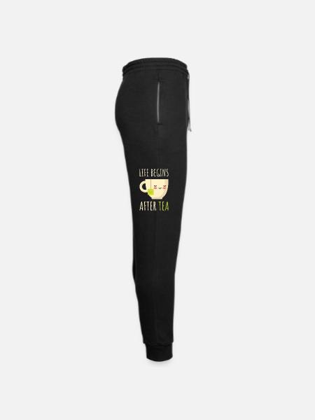 Life Begins After Tea Cute Tea Lover Kawaii Tea - Unisex Joggers - black/asphalt - Right