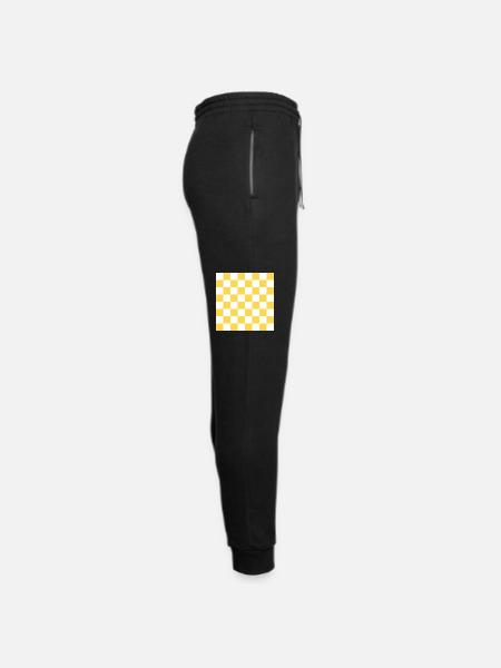 Yellow checker rectangle background. - Unisex Joggers - black/asphalt - Right