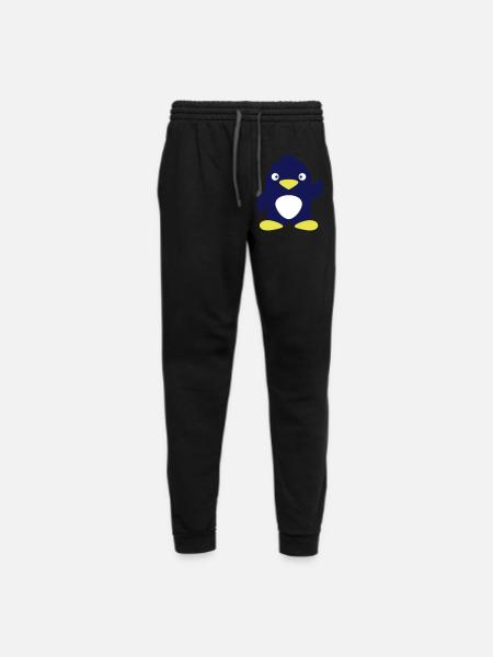 Cute Penguin Small Waving Greeting South Pole Bird - Unisex Joggers - black/asphalt - Front