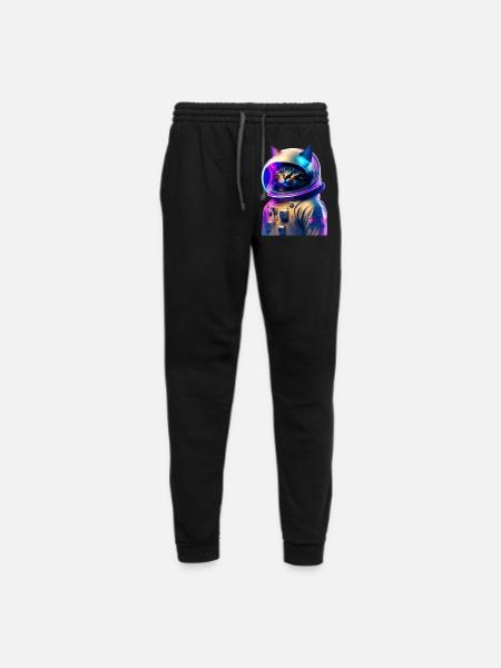 Cat Astronaut in Space Suit and Helmet - Unisex Joggers - black/asphalt - Front