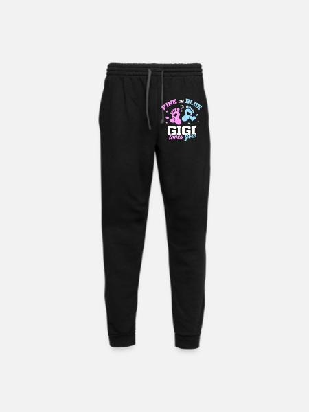Pink Or Blue Gigi Loves You Baby Gender Reveal Par - Unisex Joggers - black/asphalt - Front